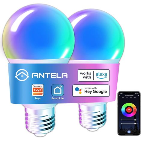 Ampoule Connectée E27 WiFi 7W 806LM Ampoule LED Intelligente RGB+CCT 2700K-6500K Compatible avec 2PCs (1/5)
