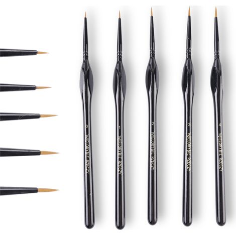 SET DI 5 PENNELLI DI PRECISIONE ARTISTICI IN NYLON PER PITTURA