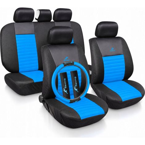 Set universale di coprisedili e coprivolante blu per auto (1/5)