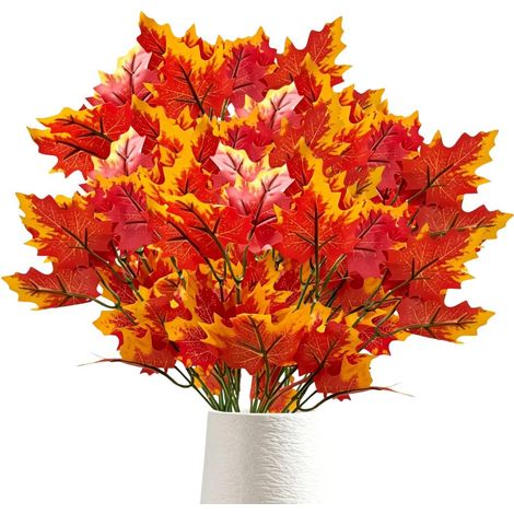 Set of 6 artificial maple leaves - Autumn decoration - For indoor and outdoor use (1/5)