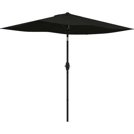 Rechteckiger, neigbarer Sonnenschirm 2x3 m mit Kurbelgriff, hochdichtes Polyestergewebe (180 g/m²), wasserdicht, schwarz