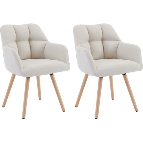 Lot de 2 chaises  avec accoudoirs - Tissu et bois de hêtre - Beige - PEGA de Pascal MORABITO