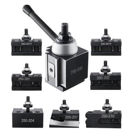 Juego de Portaherramientas de Cambio Rápido, 8 Piezas, Poste de Herramienta con Accesorios de Portaherramientas de Torneado, apto para Minitorno y Torno de Metal de 254 a 381 mm (1/5)