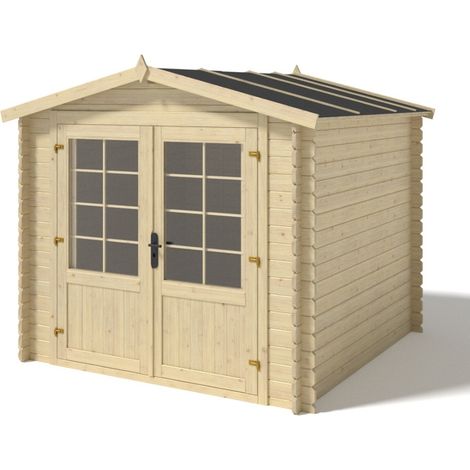 Casetta da giardino in legno - 6.25m2 - 2.50x2.50m - 28mm - colore: naturale - DOM521 (1/5)