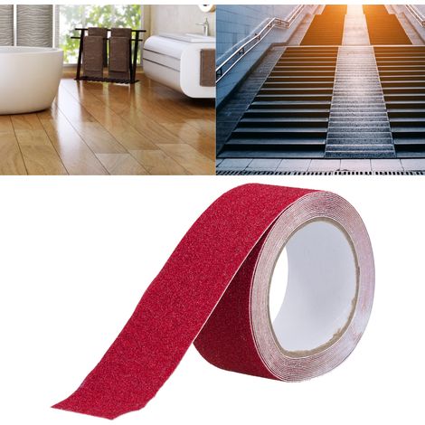 Ruban antidérapant extérieur haute adhérence sécurité 5 mètres rouge (1/5)