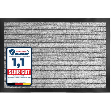 Schmutzfangmatte Dura Fußmatte mit Rutschfester Rückseite Grau 90 x 150 cm