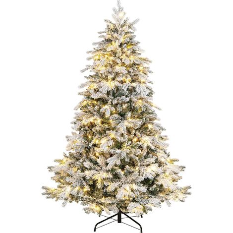 COSTWAY Albero di Natale Innevato 180 CM, Albero di Natale Artificiale con 260 Luci LED, 1415 Punte e Giunti a Cerniera, Albero di Natale Pre-Illuminato, Allestimento Rapido (1/5)