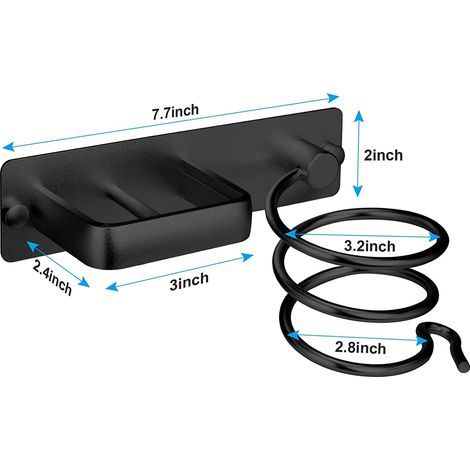 BRAVIX Sèche-Cheveux Salle De Bain Rangement Porte De Salle Accessoires Support Organisateur Ensemble Et Lisseur Accessoire Mural Professionnel En Aluminium Pour,D'étagère Avec Trous Pour Noir,2015cm (1/4)