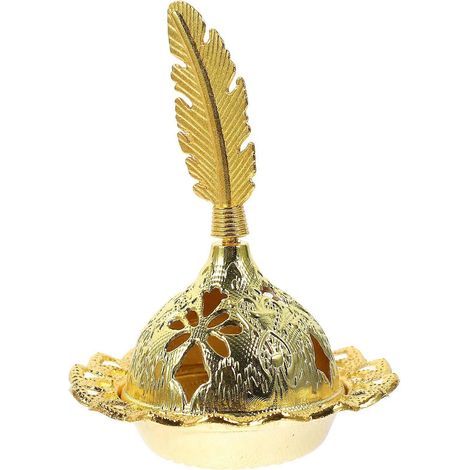 Vintage-Aromabrenner, dekorativer Räuchergefäß, Räuchergefäß für Zuhause, Inneneinrichtung – 7 x 6 cm – Gold – 1 (1/4)