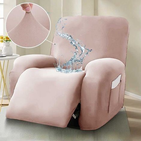 Funda elástica e impermeable de seda lechosa para sofá, funda universal para sillón de masaje/sillón reclinable - Rosa (1/5)