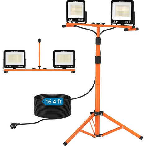 19000LM Projecteur LED Avec Trépied 200W,3 Température De Couleur Lampe sur trépied télescopique de 85 pouces Étanche IP66 Tête de lampe rabattable à 180°Câble de 5 M (1/5)