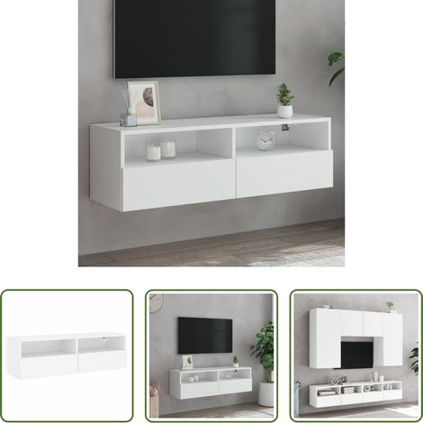 Armoire tv murale - Meuble TV mural blanc 100x30x30 cm bois d'ingénierie (1/5)