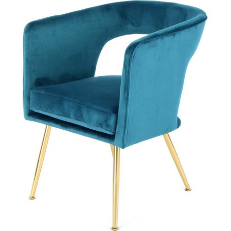 Sedia poltroncina Jolene in velluto grigio con gambe dorate (1/3)