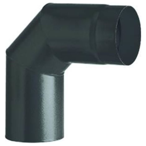 GOMITO STUFE LEGNA  90° ø mm.130 PORCELLANATO  SMALTO NERO OPACO ALA FERR 363211 (1/2)