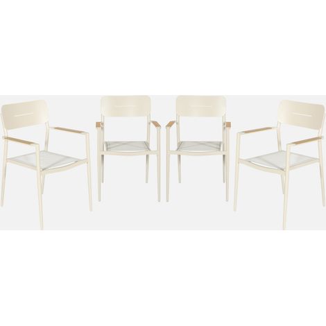 Sillón de jardín de aluminio y textileno, set de 4