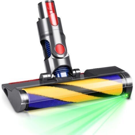Tête de rechange pour aspirateur sans fil Dyson V7 V8 V10 V11 V15 - Brosse à rouleau en velours microfibre avec lumière laser LED verte - Convient pour les sols en bois dur et les tapis (1/5)