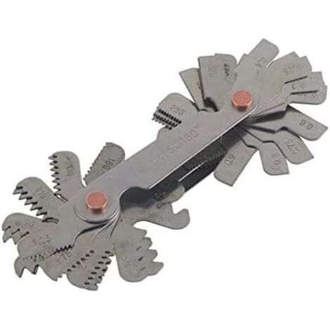 Stainless Steel Thread Measuring Gauge, Screw Gauge with 52 Blades Centre Gage 55° and 60° Pitch Gauge (Metric + Imperial) (1/5)