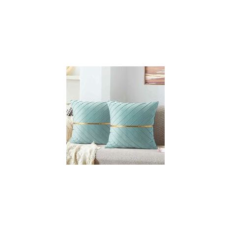 Coussin bleu Velours 45 x 45 cm Décorative Coussin de Canapé Taie d'oreiller Decoration Doux Oreiller Coussin de Siège pour Salon Chambre Bureau Voiture Canapé Chaise Jardin Ensemble de 2 (1/5)