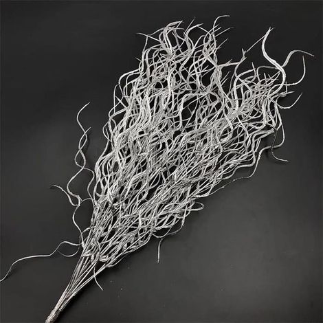 3 branches bouclées scintillantes, paillettes argentées, décoration vase mariage fête intérieure (1/4)