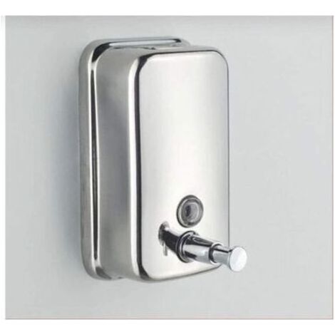 Distributeur de savon mural manuel, 500 ml, en acier inoxydable 18/10 (argenté)