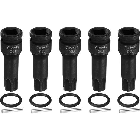 5 Pièces Douille Hexagonale À Choc, Douille À Six Branches Torx T80 À Choc 1/2" En Acier CR-MO Avec Goupille Et Joint Torique Pour Perceuses Ateliers Garages Adaptateur (1/5)