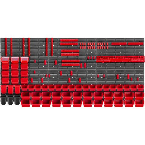 KADAX Werkstattwandregal, Wandplatten, 174 x 78 cm, Rot, 150 tlg.