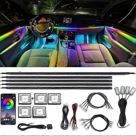 Ensembles de bandes de fibres optiques RGB 18-en-1 pour éclairage d'ambiance automobile (1/5)
