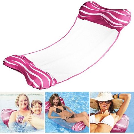 Hamac gonflable 4-en-1 pour piscine, matelas et lit flottant avec filet, chaise longue, 2 appuie-tête, pour adultes et enfants (1/5)