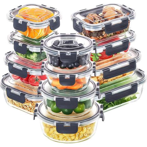 Skroam 24-teiliges Glasbehälter Set mit Deckel, Frischhaltedosen, Meal Prep (1/5)