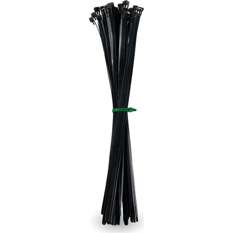 Serre-câbles réutilisables noirs 360 mm x 7,5 mm 100 pièces réutilisables + 15 à 30% de force de traction et de stabilité Résistant aux UV pendant 3 ans (1/5)