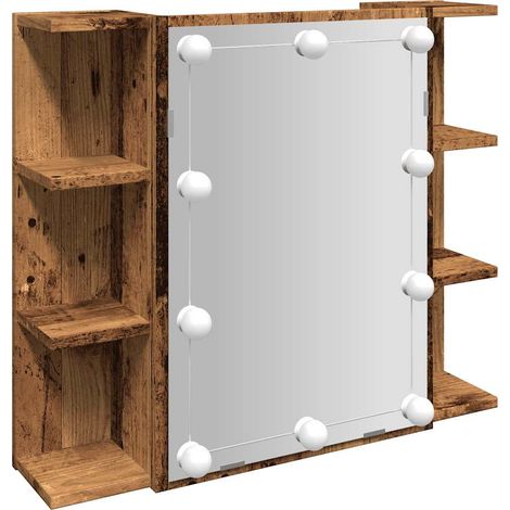 Armoire à miroir avec LED vieux bois 70x16,5x60 cm (1/5)