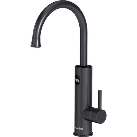 Grifo eléctrico ZVD con calentador de agua instantáneo, pantalla LED de temperatura, grifo de cocina giratorio 360°, grifo de fregadero negro, grifo de acero inoxidable de 3000 W. (1/4)