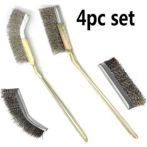 Mini Brosses Métalliques,Inoxydable Brosses Métalliques Set Poignée Courbée Droite Nettoyage Accessoires (1/5)
