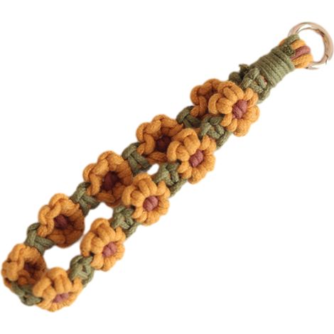 Porte-clés/Lanière souple pour poignet, cordons faits main pour clés, joli bracelet porte-clés à fleurs pour femme (1/5)