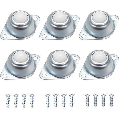 6 Pièces de Roulettes à Billes, Rouleaux de Meubles à Roulement de Transport, Rouleaux à Billes Plats, Billes de Roulement Faciles à Installer Faible Bruit, Avec 12 vis Assorties (1/5)