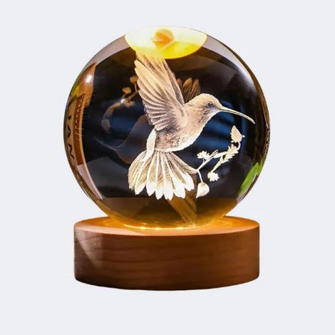 Boule de cristal, motif colibri, décoration créative gravée au laser en 3D (1/5)