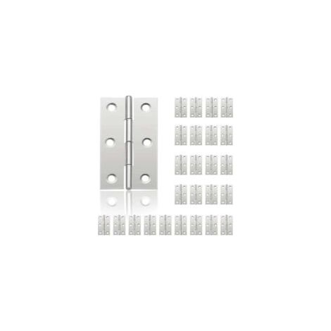 Bisagras pequeñas para puertas 24Pcs, bisagras de acero inoxidable, bisagras para puertas de armarios, bisagras de piano, joyeros, herrajes para muebles del hogar, armarios (44 mm x 32 mm) - Crezuo (1/4)