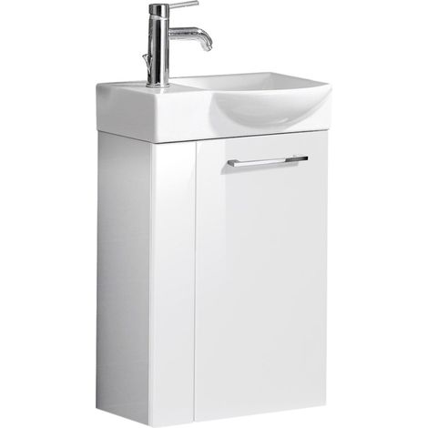 Fackelmann SBC SCENO Gäste WC Set 3-teilig 45 cm, Weiß, rechts, Keramik Hahnloch links + Armatur"-"90051145 (1/5)
