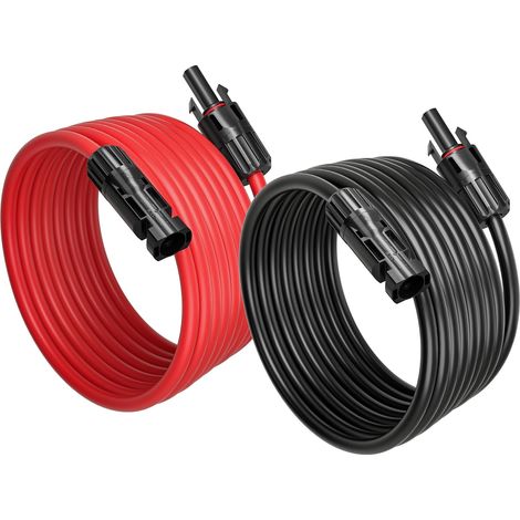 Câble solaire 4mm²/6mm² – Rallonge étanche IP67 3M – Conducteur en cuivre étamé – Pour systèmes photovoltaïques