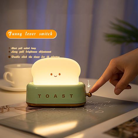 Lampe Veilleuse Forme Toasteur - 3000 K - Batterie 800 mAh - Minuterie Veilleuse Chambre - 134 x 54 x 98 mm - 1 Pièce (1/5)