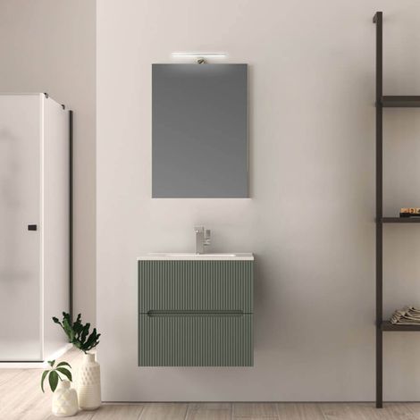 Mobile bagno 60 cm cannettato Verde Opaco Riga (1/5)