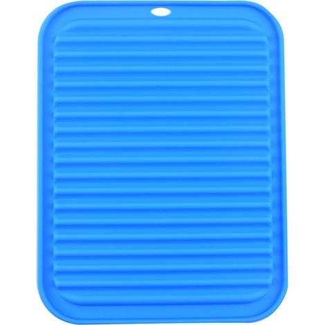 Dessous de plat pour plats chauds, casseroles et poêles, imperméable, 23 x 30 cm, gris, 1 pièce, bleu