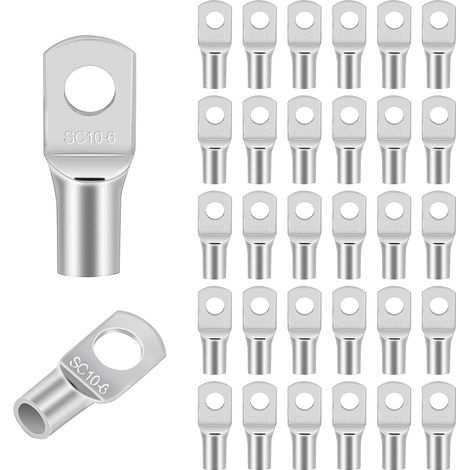 SC10-6 Silver Plated Copper Crimp Connectors Set of 30 Silver Crimp Connectors for Battery and Industrial Cables (1/5)