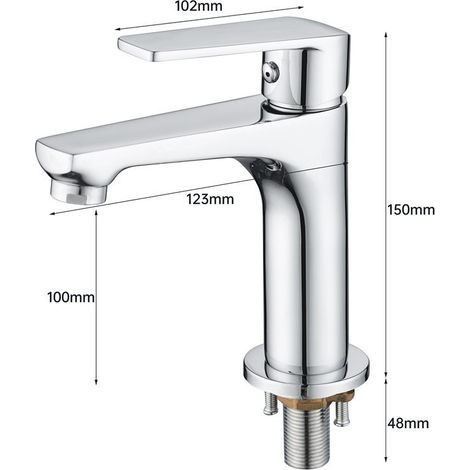 Lavabo en cuivre complet de haute qualité robinet froid unique rehaussé robinet d’art rehaussé (1/4)