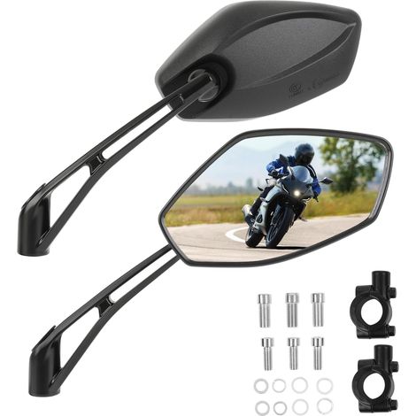 1 Paire Rétroviseur moto, M8 M10, Guidon 22mm, Verre HD, ABS, Universel (1/5)