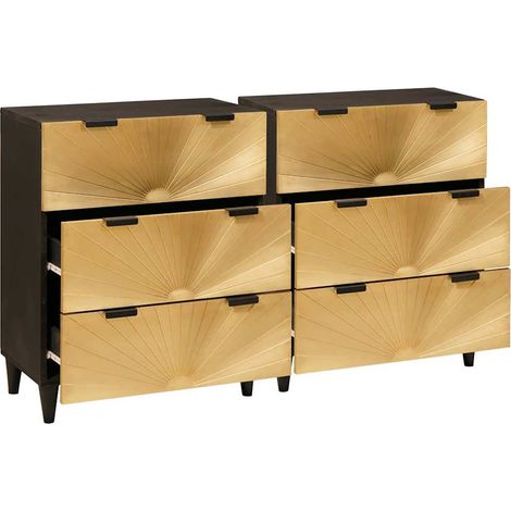 Maison Exclusive - Ensemble de buffet 2 pcs Noir et laiton 120 x 33 x 75 cm