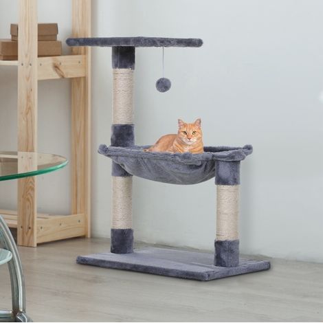 Albero per gatti con tiragraffi in sisal, amaca e piattaforma 50 x 36 x 70 cm grigio HAVRYA (1/5)