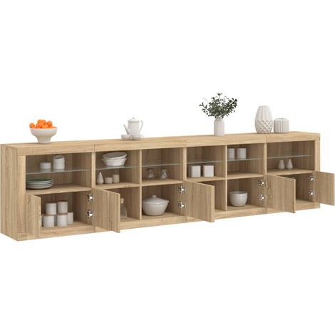 Sideboard mit LED-Leuchten Sonoma-Eiche 283x37x67 cm