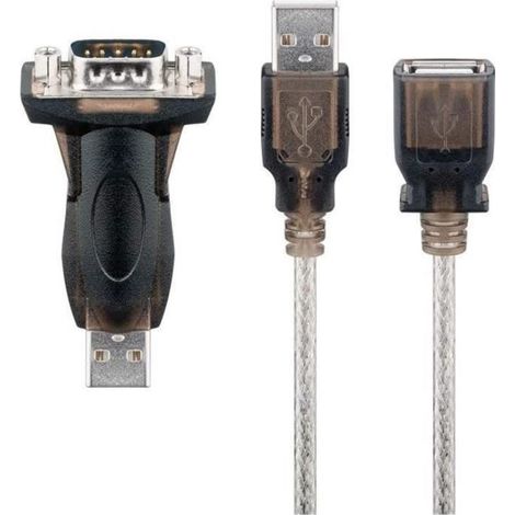 goobay Convertisseur USB/RS232 mini, Transparent - Connecteur USB 2.0 (type A) Connecteur D-SUB/RS-232 (9 pôles) - 1.5 m (95436) (1/3)