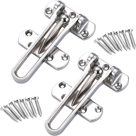 Entrebâilleur De Sécurité En Acier - Verrouillage Sans Chaîne Pour Porte Et Fenêtre - Installation Facile - Lot De 2 (1/5)